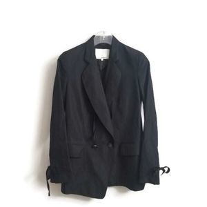 3.1 Phillip Lim black blazer wool ramie silk asymmetrical oversized sz 2